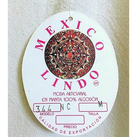 Mexico Lindo Embroider Asymmetrical Ruffleled Skirt M 100% Algodon Off White NWT - Picture 7 of 8